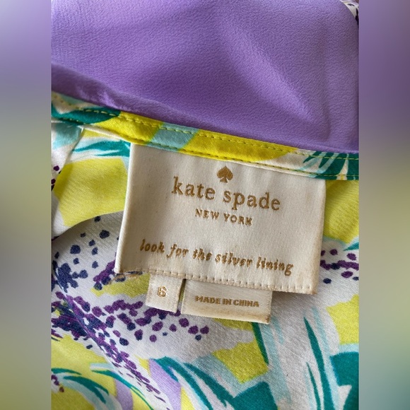 KATE SPADE Peter Pan Collar Floral Yellow and Purple Dress - Picture 8 of 15